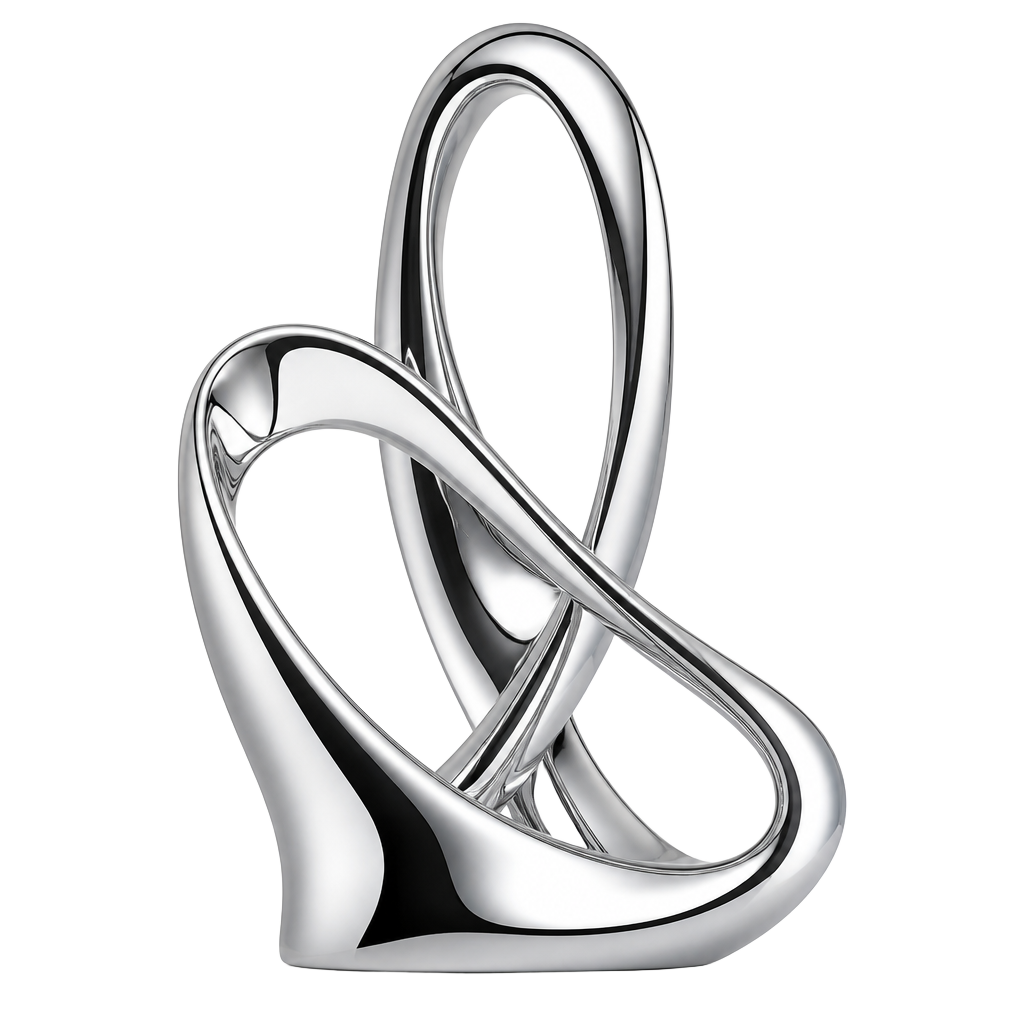 Polished silver loop sculpture